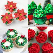 8pcs/Set 304 Stainless Steel Christmas Poinsettia Piping Tips, Suitable For Cupcakes, Cakes, Cookies Decoration - Multicolor - View 7
