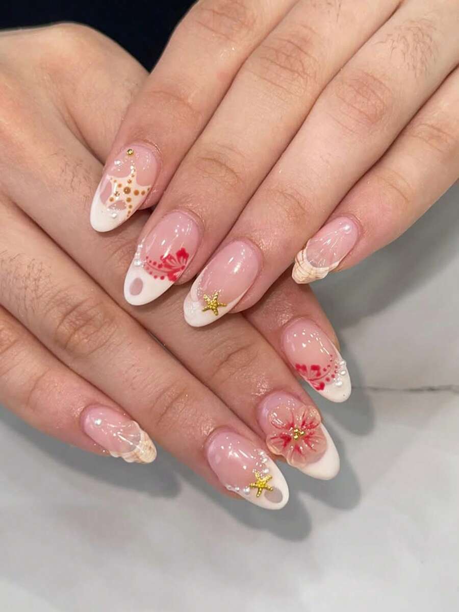 24pcs-short-almond-shaped-fallnails-white-french-water-ripple-red