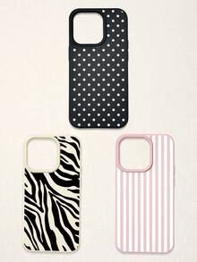3件組復古條紋斑馬波點仿皮紋理手機殼，INS韓系粉色與白色垂直條紋 / 黑白斑馬條紋 / 黑白波點印花防滑防摔手機殼，仿皮啞光凸起鏡頭全包覆軟殼，百搭甜美風格，適合個人使用、生日禮物選擇；相容 iPhone 殼與 Galaxy 殼，相容 iPhone 17/17 Pro/17 Pro Max，相容 iPhone 18 Pro/18 Pro Max - 彩色 - 查看 27