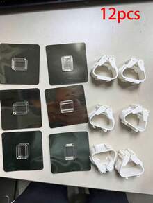 12件/4件/2件/1件 白色壁掛式免鑽孔掛鉤夾，拖把收納夾，適用於浴室與廚房收納 [請仔細選擇牆面，粗糙牆面可能會脫落] - 白色 - 查看 13