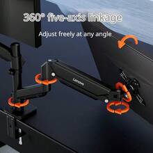 Lenovo A720 Pneumatic Full‑Motion Monitor Stand, Articulating Multi‑Direction Rotatable VESA Mount Bracket, One‑Hand Smooth Adjustment, Cable Management, Space‑Saving Ergonomic Riser For Large‑Screen Home Office Display - View 10