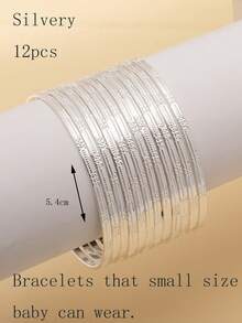 12 buah Gelang Tipis Berkilau Indah dengan Desain Unik, Elegan, dan Chic, Motif Bunga Terukir, Dapat Ditumpuk - MultiWarna - View 17