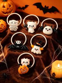 12pcs/4pcs/1pc Multi-Color Funny Cartoon Ghost Bat Devil Hair Ties Party Holiday Decoration Props Ponytail Hair Accessories - Multicolor - View 6