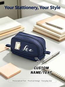 Customized Pencil Case, Pencil Bag, Stationery Storage Bag, Exquisite Floral & Letter Pattern, Large Capacity Three-Layer Design, Suitable For Student Stationery Storage, Personalized Display, School Use And Holiday Gift - Multicolor - View 5