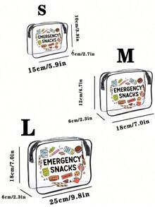 「Emergency Snacks」字母印花 PVC 化妝收納袋，中性旅行化妝盥洗用品收納袋，便攜收納小包 - 彩色 - 查看 10