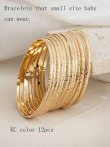 12pcs Delicate Fashionable Unique Design Versatile Curved Rhombus Stackable Thin Bracelets - Multicolor - View 12