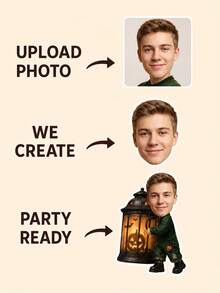 Personalized Photo Face Cutout Party Banner, Custom Halloween Garland With Spooky Character Theme, Photo Face Party Decor For Trick Or Treat Celebration, Costume Party Decoration, Halloween Event Display For Kids, Family, Friends And Party Hosts - Multicolor - View 5