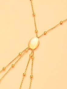 1pc New Beaded Back Chain Multi-Layer Tassel Body Chain Backless Decor - Gold - View 3