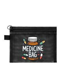 Medicine Storage Bag, Printed With Capsules, Letters, Pill Bottles, Portable Jewelry Storage Bag With 8-Compartment Portable Multi-Layer Pill Box, Travel Storage, For Storing Daily Medications And Vitamins, Essential For Doctors And Nurses, Travel, Hiking, Emergency Rescue, Personalized Creative Gift With Cartoon Logo. - Multicolor - View 15