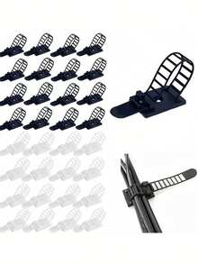 10pcs Self-Adhesive Cable Tie Organizer Set - Adjustable Nylon Cable Clips With Strong Adhesive Backing, Suitable For Desk/Home/Office Cable Management - Multicolor - View 2