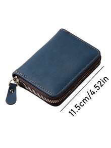Dompet Kartu Minimalis Retro Matte Unisex dengan Resleting, Dompet SIM Kapasitas Besar dengan Banyak Slot, Dompet Koin Pendek Portabel Baru untuk Pria - MultiWarna - View 5