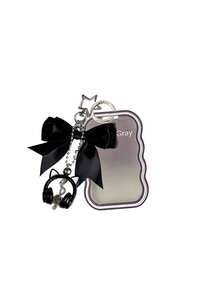 Bow Shaped Cat Ear Headphones With Transparent Wave Edge Card Bag, Star Buckle And Bead Chain, Card Cover, Id Cover, Bag Pendant, Christmas, Halloween,Travel Essential - Multicolor - View 11