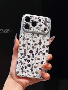 1pc Silver Colorful Tree Branch & Flower Pattern Full Coverage Lens Protection Anti-Drop Anti-Collision Personalized Phone Case Compatible With Iphone 16 Pro Max/17/16/15/14/13/12/11/Air - Multicolor - View 2