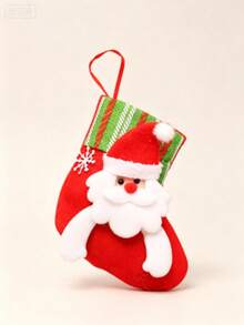 1pc Christmas Stocking, Hanging Gift And Candy Bag, Santa Claus Snowman Reindeer Bear Designs, For Home Decor Lovers, Fireplace Mantel And Christmas Tree Decoration, Holiday Party Favor, Festive Gift Wrap - Multicolor - View 14
