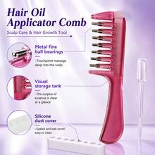 Burgundy Sparkling Liquid-Conducting Massage Comb, Stainless Steel Head With Cooling Smooth Penetration, Suitable For Minoxidil And Other Product Application (Comb Set Only, No Essential Oil Included) - Burgundy - View 2
