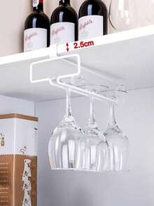 1/2/3pcs Under Cabinet Wine Glass Rack, Stemware Storage Rack, Kitchen Hanging Metal Glass Holder, Space-Saving, Easy Installation, Non-Slip, No-Drill Glassware Storage Rack, Suitable For Kitchen, Bar, Cafe - Multicolor - View 6