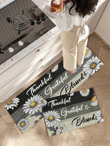 1/2pcs Autumn Floral Pattern Vintage Diatomaceous Earth Bath Mat, Super Absorbent, Non-Slip, Quick Dry, Perfect For Bathroom, Kitchen And Dining Room, Home Decor And Bathroom Mat Gift, Holiday Gift! - Multicolor - View 7