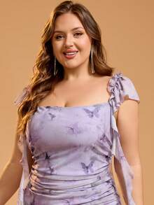 Women Plus Size Mermaid Cocktail Party Dress Graduation Date Night Out Club Dresses Event Wedding Guest - Lilac Purple - View 8