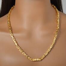 Thick 18K Gold-Plated Stainless Steel Men Emperor Necklace With Hip-Hop Style For Daily Wear - Gold - View 2