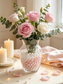 715/2300/6300pcs Pink Vase Filler Beads, 4mm/8mm Mixed Floating Pearls & Acrylic Rhinestones, Suitable For Wedding Centerpiece Decor, Home Tabletop Decoration, Floral Arrangement, Party Supplies - Multicolor - View 7