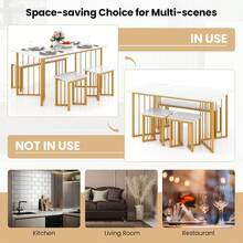 4-Piece Dining Table Set For 4, Kitchen Table Chairs Set With Bench & 2 Stools, Wing-Shaped Metal Legs, Marble Grain Dinette Table Set For Small Space, Dining Room, Breakfast Nook Table Set - 1 - View 9
