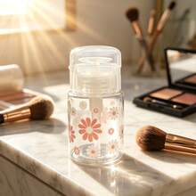 1 Pc Portable Transparent PET Refillable Travel Bottle With Cute Chrysanthemum, Travel-Size Cosmetic Bottle With Flip Cap For Nail Polish Remover, Toner, And Makeup Remover, Pump Dispenser Design - View 6