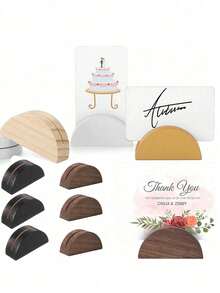 16pcs Wooden Table Number Holders, Wedding Table Number Stands, Semi-Circular Design Table Card Holders, Suitable For Office, Banquet, Birthday Party, Restaurant, Retail Store, Wedding Party, Event Decoration - Multi-color - View 9