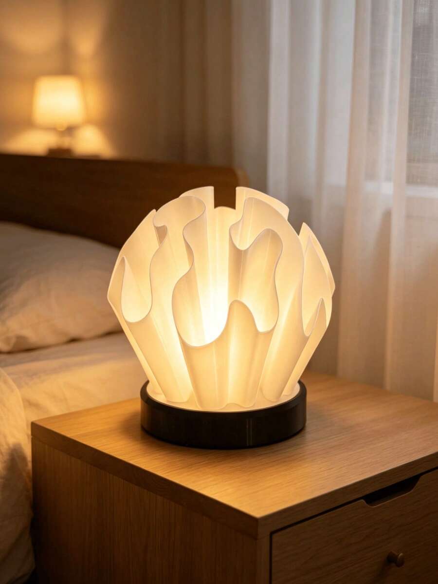 1/Pc Flower-Shaped Wavy Lamp Shade, Soft Translucent Table Lamp Shade, Home Space Atmosphere Decorative Accessory, Living Room Bedroom Luxury Artistic Lamp Shade