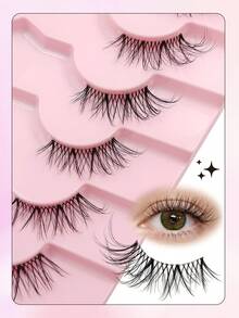 Asiteo 7 Pairs Half Lashes-Reusable, Natural Slender Crossed Eyecorner Lashes, ,Eye Tail Elongation,Clear Band Fake Lashes ,For Daily Wear And Commuting And Wedding And Travel ,Christmas, - Black - View 5