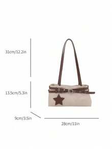 New Fashion Belt Decor Handbag & Shoulder Bag, Suitable For Party, Gathering, Outing, Vacation, Shopping And Daily Use, Can Store Coins And Phone - Beige - View 9