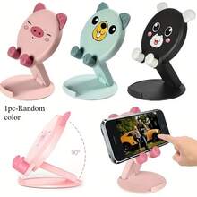 1 - Random Color Cartoon Pink Pig-Shaped Stand, Foldable For Home Use - A - View 7