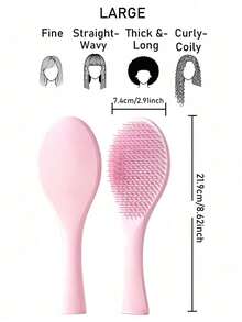 1pc Paddle Hair Brush, Soft Bristle Hair Comb, Suitable For Wet And Dry Long Curly Hair, Ergonomic Handle Hair Styling Accessory, Home Travel Daily Use - Multicolor - View 4