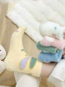 5 Pairs Women's Plush Knee-High Socks, Colorful Pattern Warm Socks, Soft And Comfortable, Suitable For Autumn/Winter, Random Colors, Halloween - Multicolor - View 5