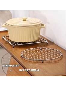 Square Stainless Steel Heat-Insulating Pot Trivet, Metal Iron High-Temperature Resistant Pot Stand, Hollow Heat-Dissipating Anti-Scald Pad, Kitchen Countertop Heat-Insulating Storage Rack, For Placing Hot Pots, Soup Pots, Bowls And Dishes, Non-Slip Ball Feet, Home Dining Table Anti-Scald Protective Pad, Kitchen Utensil Storage Heat-Insulating Bracket - View 4