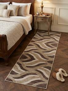 1pc Brown Abstract Pattern Hallway Runner, Corridor Rug, Floor Mat, Home Decor, Area Rug, Living Room Home Decor, Room Decor, Washable Rug, Graduation Keepsake Gift - Camel - View 1