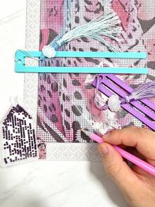 1pc Diamond Painting Positioning Ruler, Tassel Bookmark, Diamond Canvas Storage, Fixed Release Paper, Essential DIY Tools For Diamond Painting, Perfect Gift For Family And Friends On Holidays - Sets - View 7