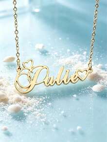 Customized Heart-Shaped Letter Necklace, Minimalist Style, Suitable For Daily Wear. Whether For Daily Outings, Dates, Or As A Thoughtful Gift For Back To School, Valentine's Day, Birthday, It's Very Appropriate. - Gold - View 4
