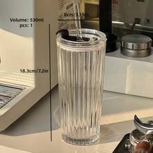 Ins Style Highly Attractive Transparent Coffee Iced Americano Latte Glass Cup Large Capacity With Lid And Straw Office Cup - Multicolor - View 9