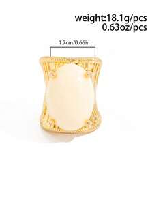 Lumivelle 1 قطعة خاتم واسع مزيف من الأحجار الكريمة بطراز قديم - خاتم راتنج مطبوع بخطوط فاخرة - جرس - مشاهدة 6
