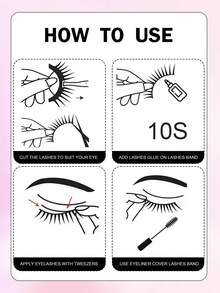 Asiteo 7 Pairs Half Lashes-Reusable, Natural Slender Crossed Eyecorner Lashes, ,Eye Tail Elongation,Clear Band Fake Lashes ,For Daily Wear And Commuting And Wedding And Travel ,Christmas, - Black - View 6