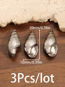 3 buah liontin temuan kerang laut stainless steel warna emas gaya fashion, charm kehidupan laut untuk membuat perhiasan DIY dan aksesori - liontin - View 13