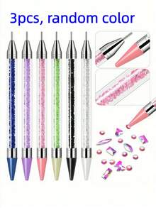 Double-Headed Self-Adhesive Diamond Painting Wax Pencil, Rhinestone Gemstone Picker, Crystal Handle Nail Art Dotting Tool Set, Suitable For 5D DIY Cross Stitch Handicrafts (1/2/3/4pcs) - View 13