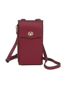 Vertical PU Leather Crossbody Phone Wallet, Zipper & Twist Lock, Women's Wallets And Handbags - Multicolor - View 14