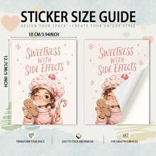 10pcs Pink Christmas Aesthetic Stickers Set, Cute Winter Cartoon Girl Holiday Decals For Laptop Scrapbook Diary Gift Package Decor - 10Pcs - View 9
