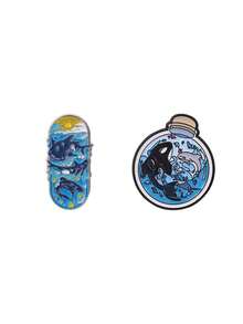 Ocean Shark Orca Whale Enamel Pin Set Skateboard Bottle Cartoon Marine Animal Lapel Badge For Backpack Jacket Decor - Multicolor - View 10