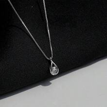 Dây chuyền mặt giọt nước cho nữ, đính đá rhinestone lấp lánh, thiết kế ngách sang chảnh phong cách Ins, dây chuyền xương quai xanh cao cấp - Bạc - Xem 5