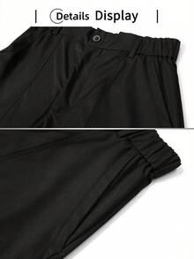 Men's Loose Curved Leg Wide Leg Cargo Pants With Multiple Pockets, Elastic Waist, Casual Sports Long Pants For Autumn, Daily Commute, Running, Parkour, Gift For Boyfriend - Black - View 5