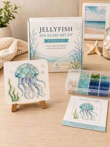 1pc DIY Sea Glass Mosaic Art Kit, Ocean Animal Theme. This All-In-One Craft Set Includes Easel, Tweezers And Other Tools, Suitable For Adult Handmade Crafts, Home Decor And Tabletop Decoration, Also Can Be Given As Birthday Or Holiday Gift. - Multiple Styles - View 8