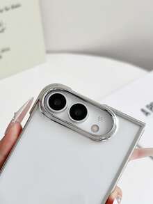 Luxury Electroplating Clear Translucent Phone Case Compatible With IPhone 18 Duo Ultra Fold Protective Back Cover - Silver - View 3