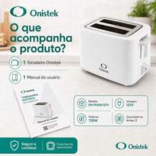 Torradeira Elétrica Onistek 2 Fatias 720W 127V 7 Níveis de Tostagem com Bandeja de Migalhas ON-FE408 - Multicolorido - Visão 3